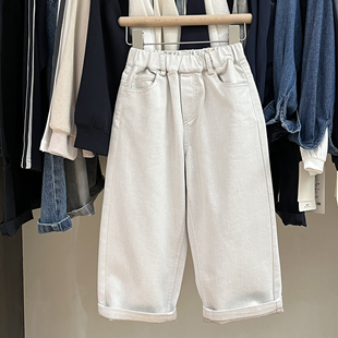 ResumeHome简历童装春季儿童纯棉杏色牛仔裤宝宝不掉色牛仔长裤