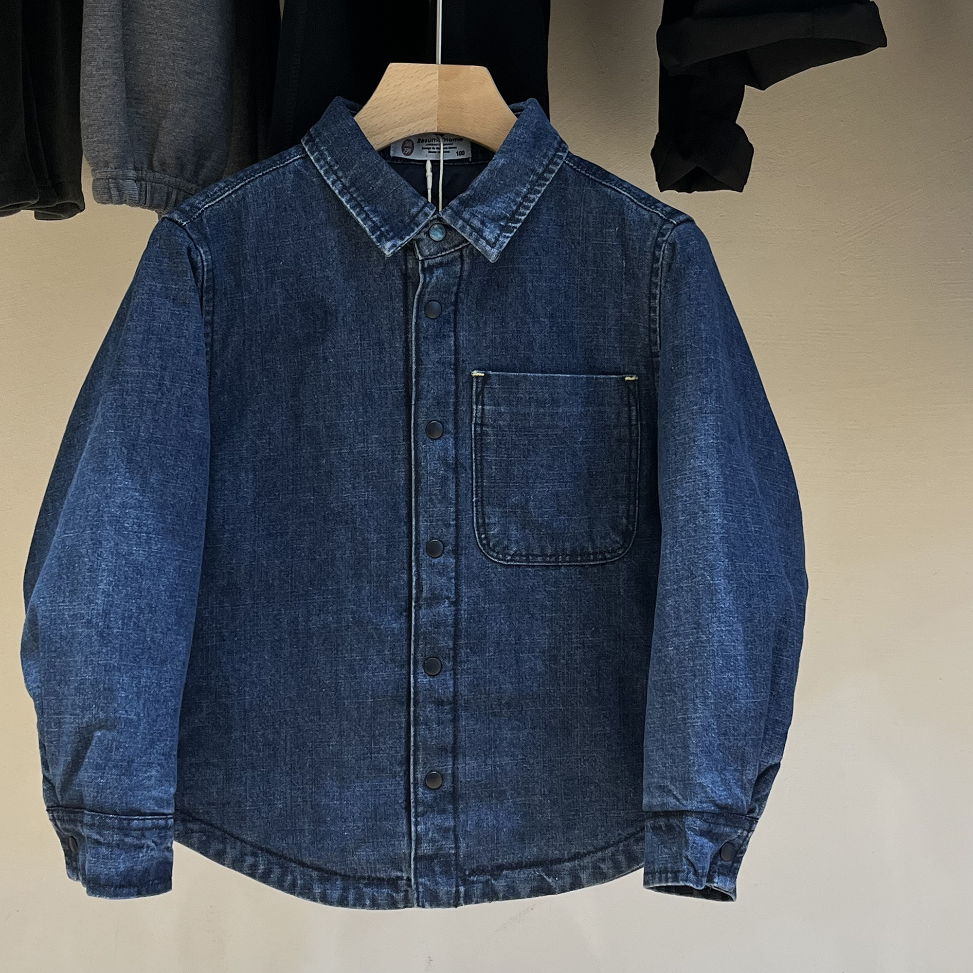 ResumeHome简历童装男童夹棉加厚棉服儿童秋冬牛仔纯棉衬衫外套潮