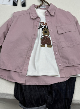 RESUMEHOME简历家秋季新款宝宝休闲纯棉儿童假两件长袖衬衫外套潮