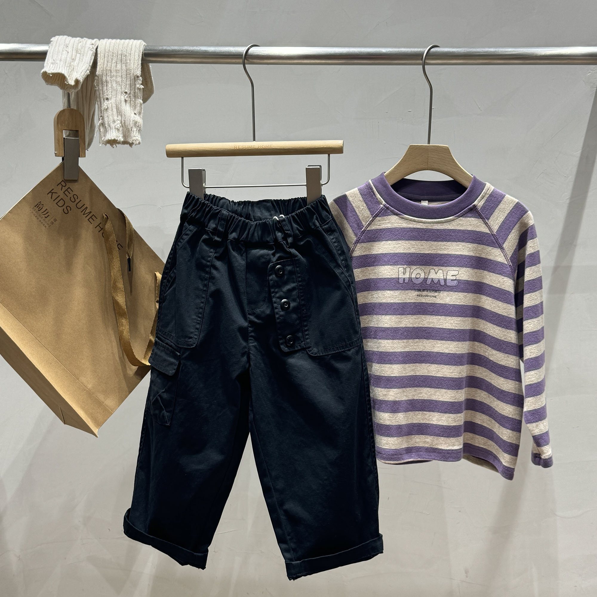 森系口袋韩版明线洋气休闲裤简历