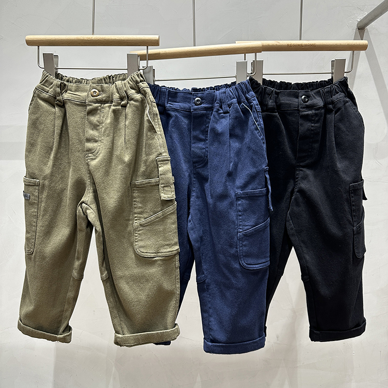 简历家长裤侧面口袋儿童工装裤