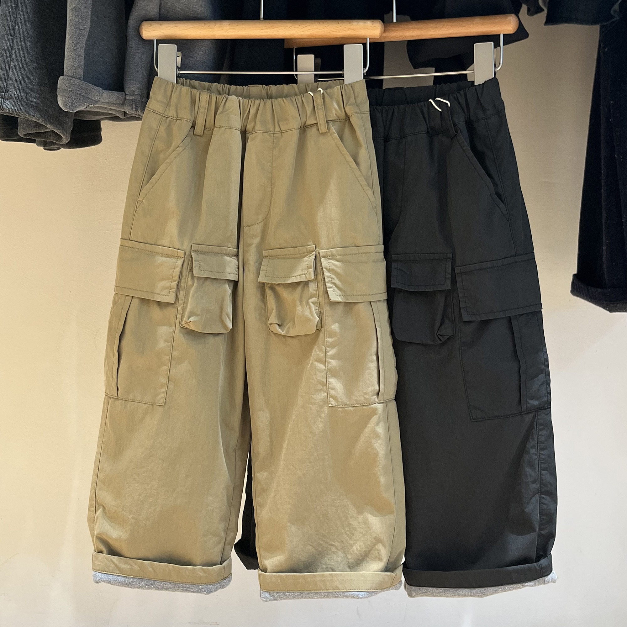 简历男童冬季双层加厚工装裤