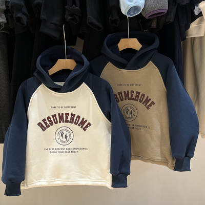 小鸡崽童装宝宝秋冬运动连帽绒衫