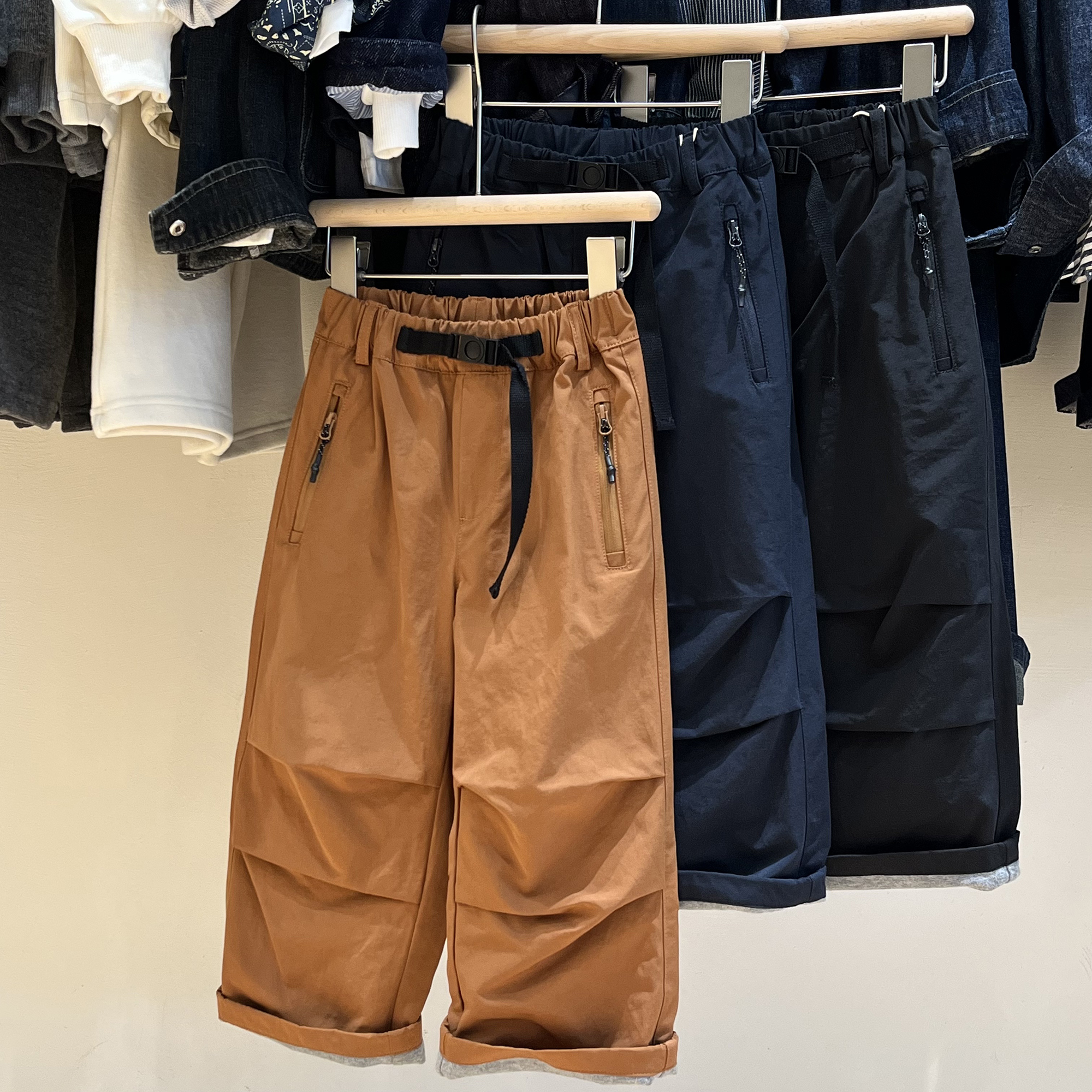 简历男童春秋款加绒加厚长裤