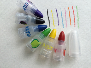 明达子弹头蜡笔 拉边袋可拆卸替换儿童绘画彩色笔6色12色18色24色