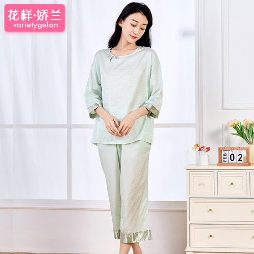 国风睡衣女夏季薄款家居服套装