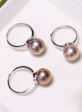 美过大溪地！ ji品紫色怪色炫彩珍珠大戒指 11-12mm S925银