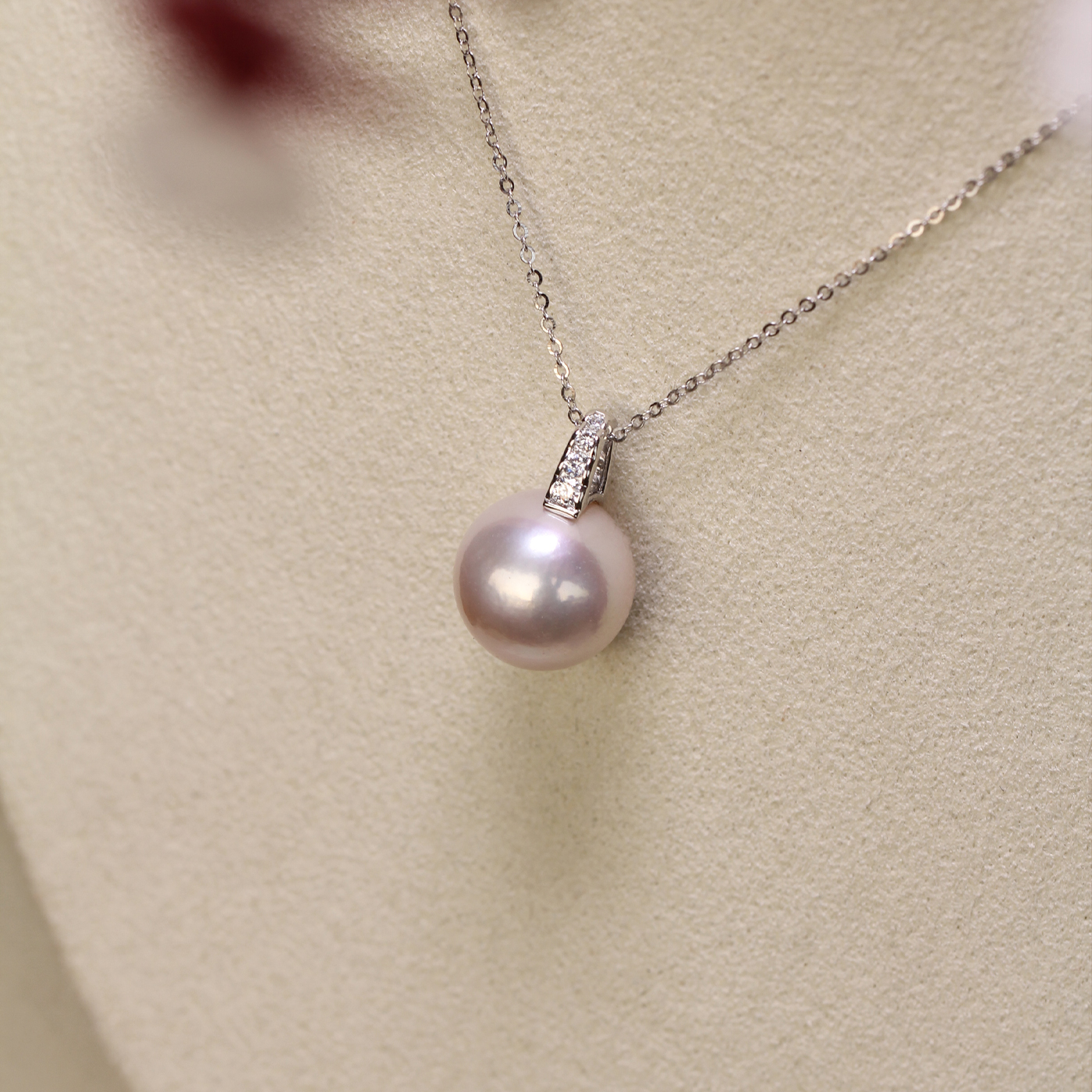 温柔曼塔玫瑰色 天然银灰粉色大珍珠吊坠12-13精工纯银经典戴妃款