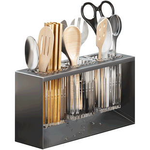 厨房置物架筷子收纳盒三宫格筷笼筷子笼家用沥水勺子筷子筒筷子篓