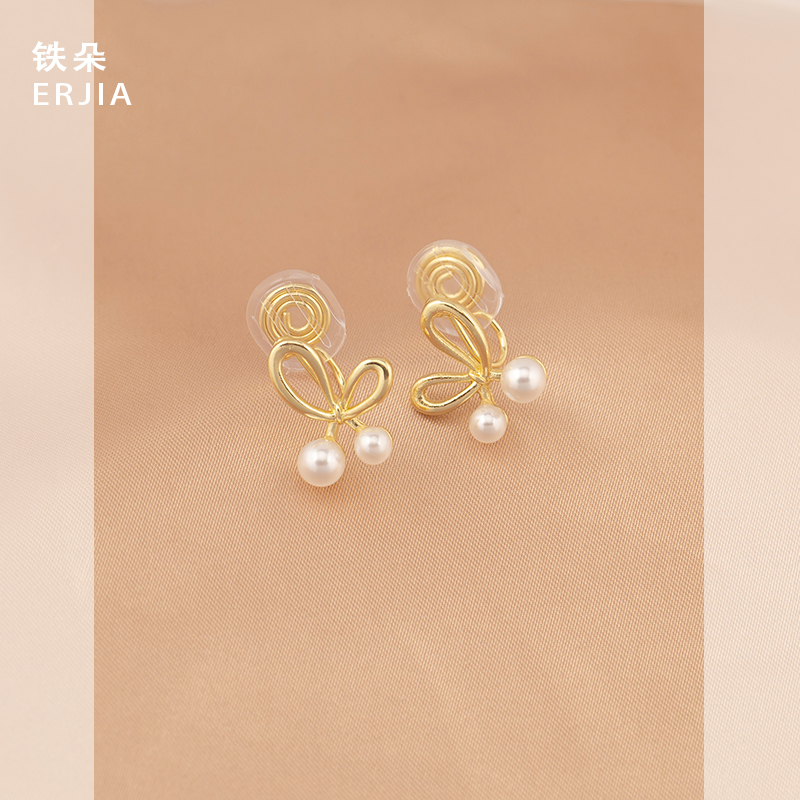 简约气质蝴蝶结珍珠蚊香盘耳夹
