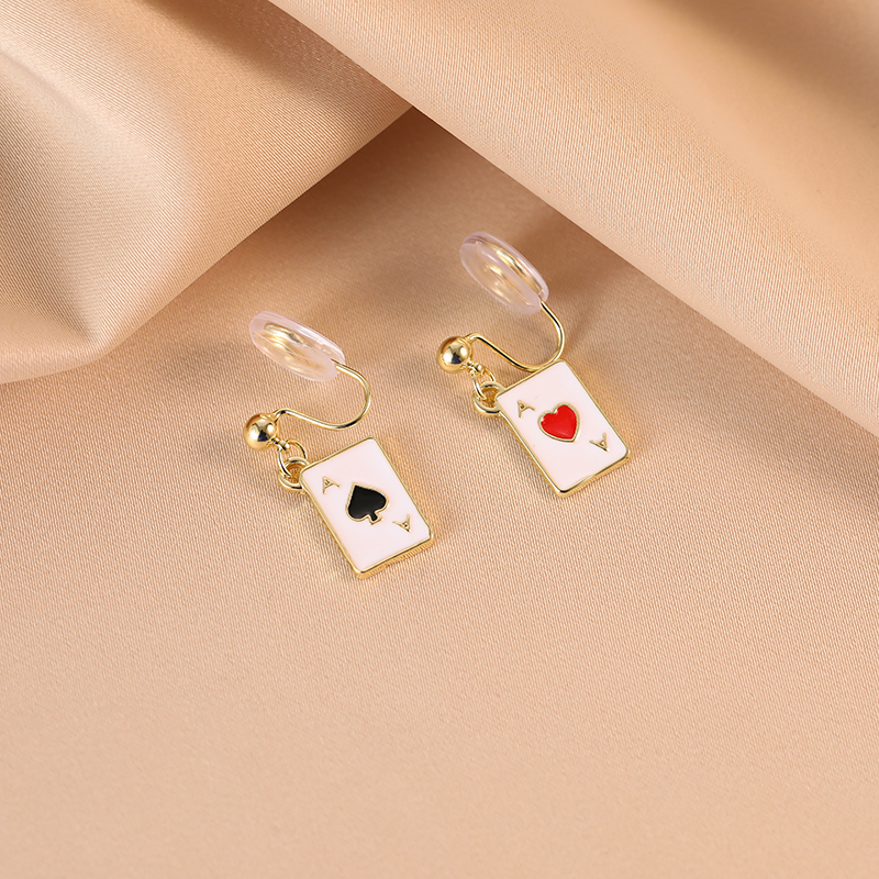 爱心扑克耳钉蚊香盘耳夹无耳洞