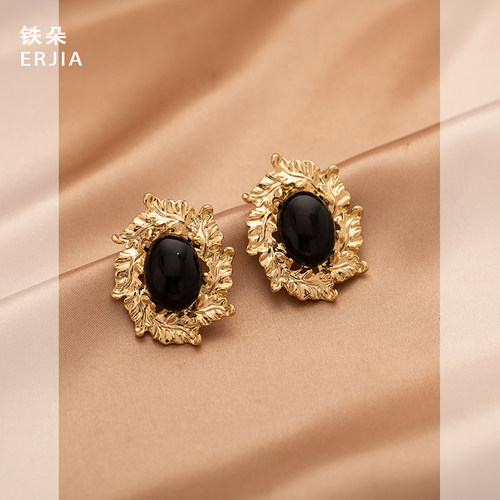 中古风不规则金属椭圆蚊香盘耳夹