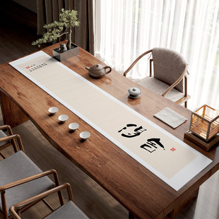 新款 新中式茶席禅意桌旗茶桌垫布防水桌布茶台布艺长条茶旗防尘+