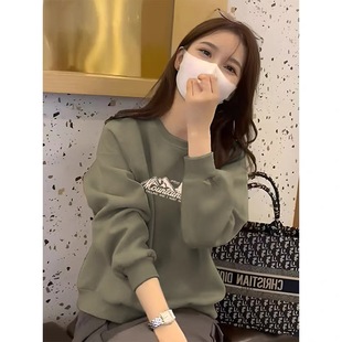 山东即墨圆领纯棉薄款 卫衣女秋冬宽松设计感加绒加厚简约内搭上衣