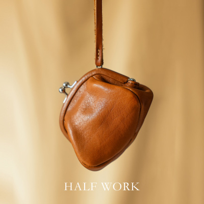 HALFWORK头层牛皮复古钥匙包女士