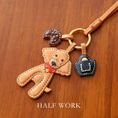 HALFWORK 头层牛皮小狗挂件包包真皮复古手工小众设计挂饰钥匙扣