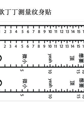 个性丁丁长度测量纹身贴尺子刻度