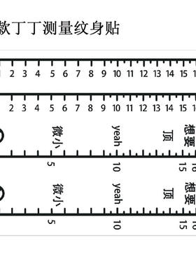 个性丁丁长度测量纹身贴尺子刻度