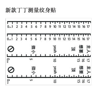 个性丁丁长度测量纹身贴尺子刻度标准尺度草本果汁持久防水情侣