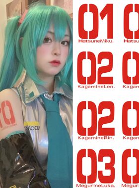 初音未来纹身贴COS贴纸数字红
