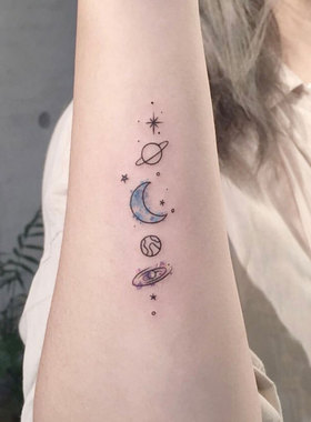 星空月亮星星纹身贴ins风小清新
