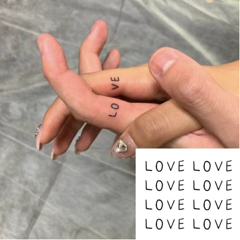 英文字母love草本果汁纹身贴高级感 情侣手指男女防水持久半永久
