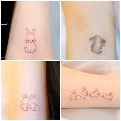 韩国仿真可爱软萌小兔子纹身贴防水男女持久卡通动物儿童个性贴纸