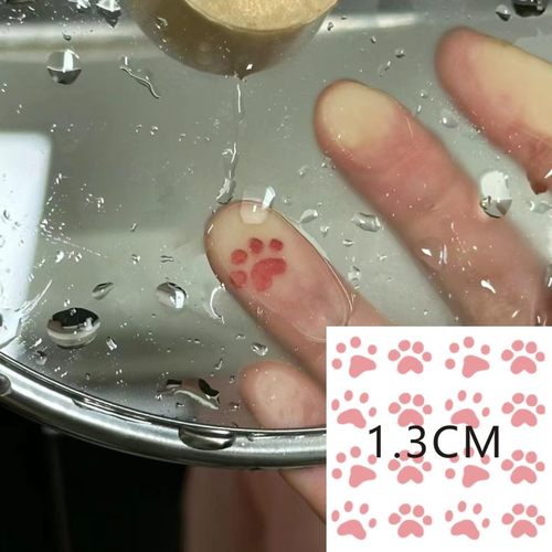 手指可爱粉色动物爪印纹身贴小