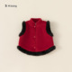 babycity儿童马甲中国风男女童毛毛边新年服红色喜庆背心