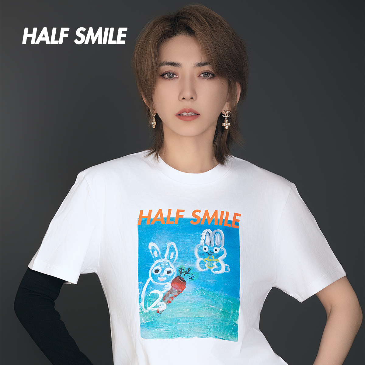 半个微笑刘忻同款幼兔HALFSMILE男女爆款时尚春夏休闲百搭潮牌T恤
