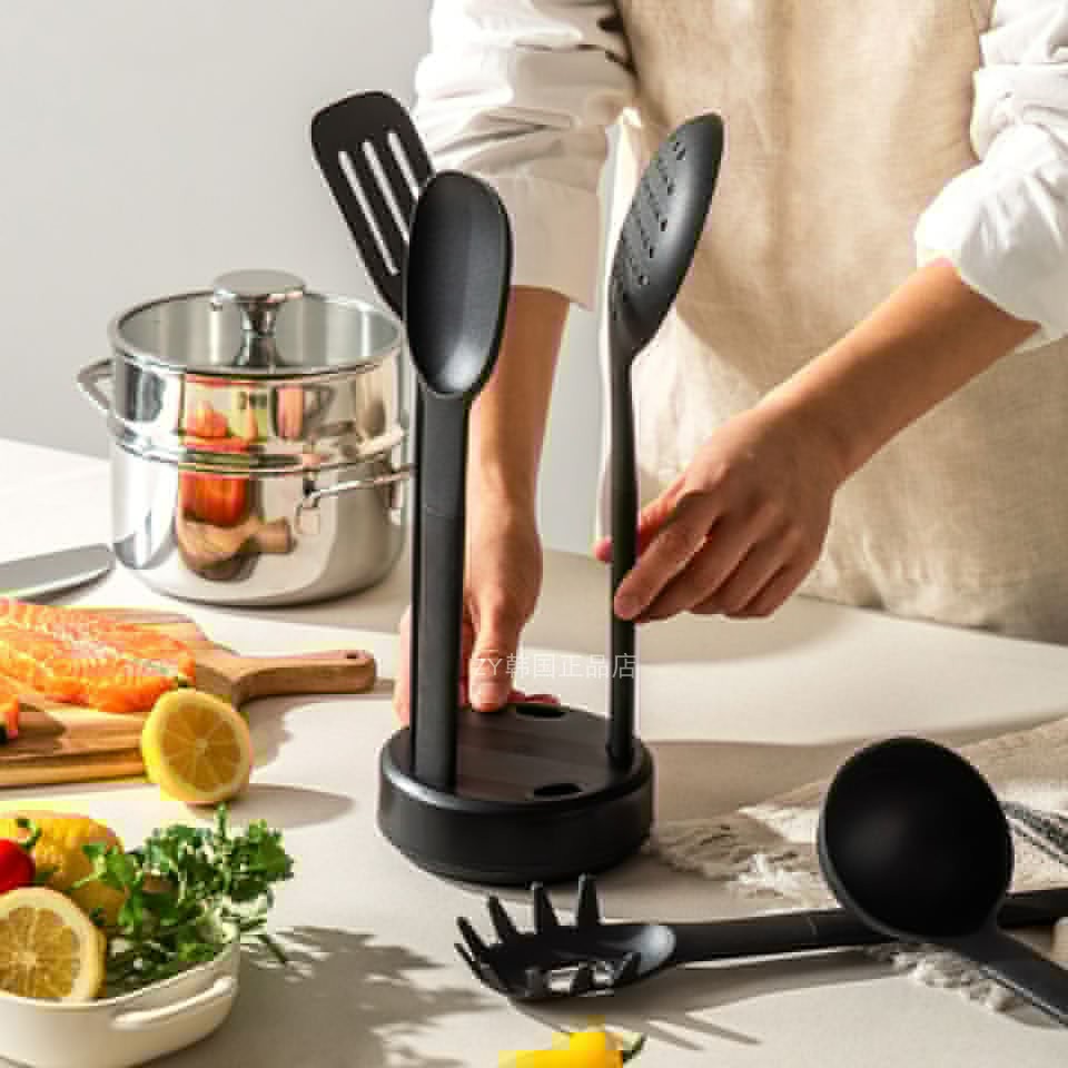 韩国代购硅胶锅铲厨房家用烹饪工具厨具套装收纳架插烙饼铲汤勺