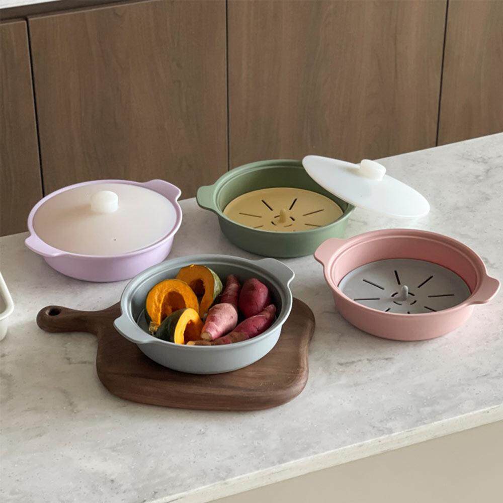 韩国代购进口保鲜盒食品级硅胶饭盒微波炉加热菜饭盒洗碗机可用