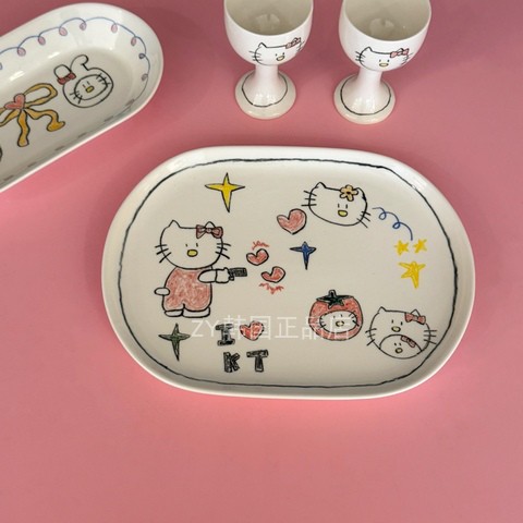 韩国代购进口陶瓷餐具西餐盘椭圆盘子甜品盘菜盘早餐盘意面盘子