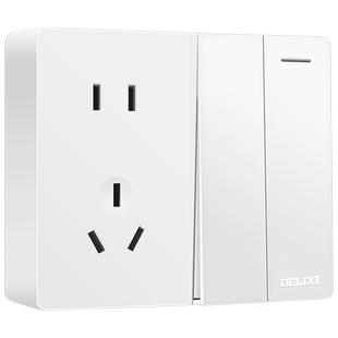 德力西明装二开双控五孔插座带开关明线双开两开双联五孔2开面板