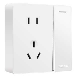 德力西明装五孔插座带开关家用超薄面板明线盒1开双联5孔一开五孔