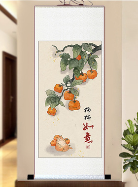 事事如意玄关中式挂画