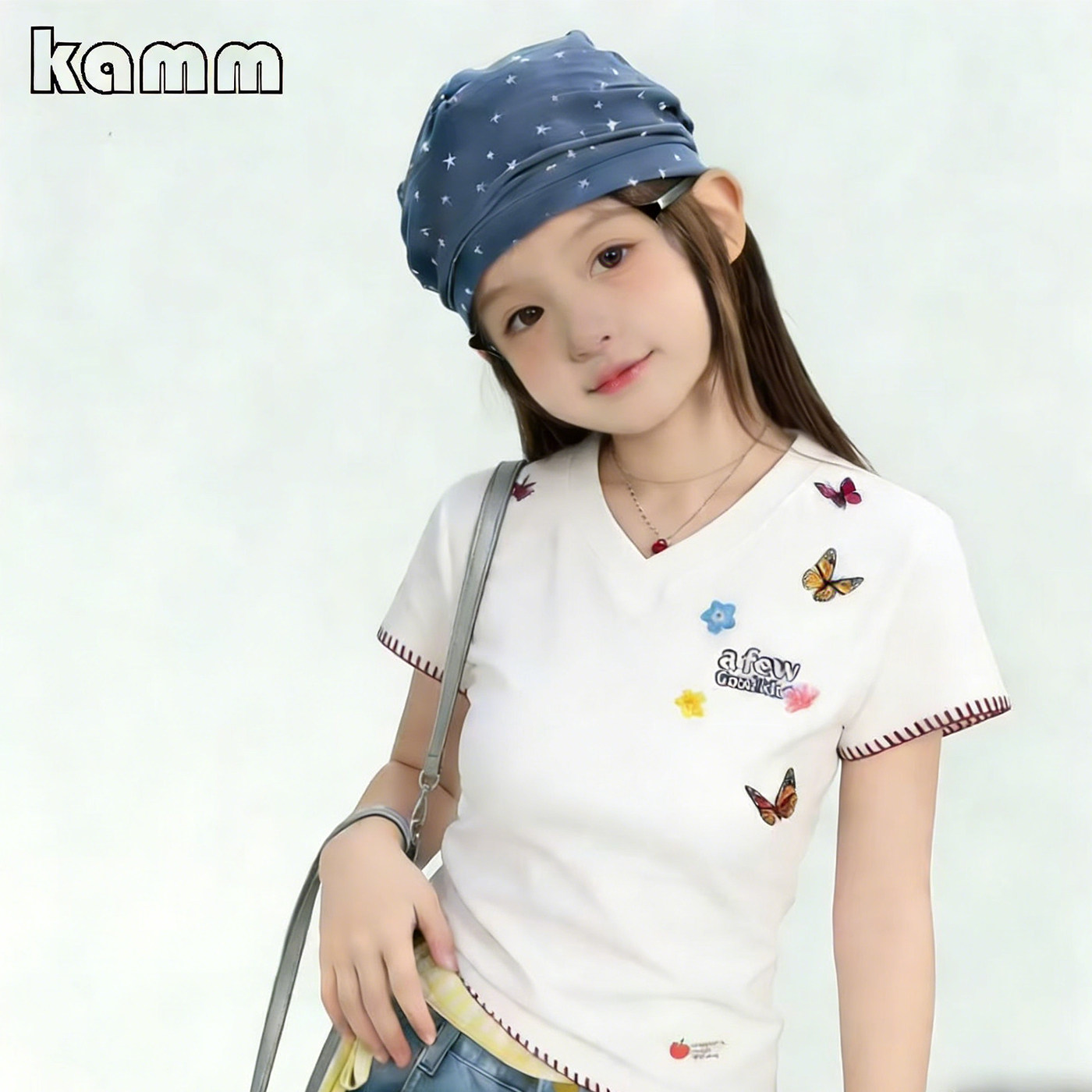 女童无袖T恤2026新款洋气可爱风卡通印花修身夏季纯棉短袖上衣潮