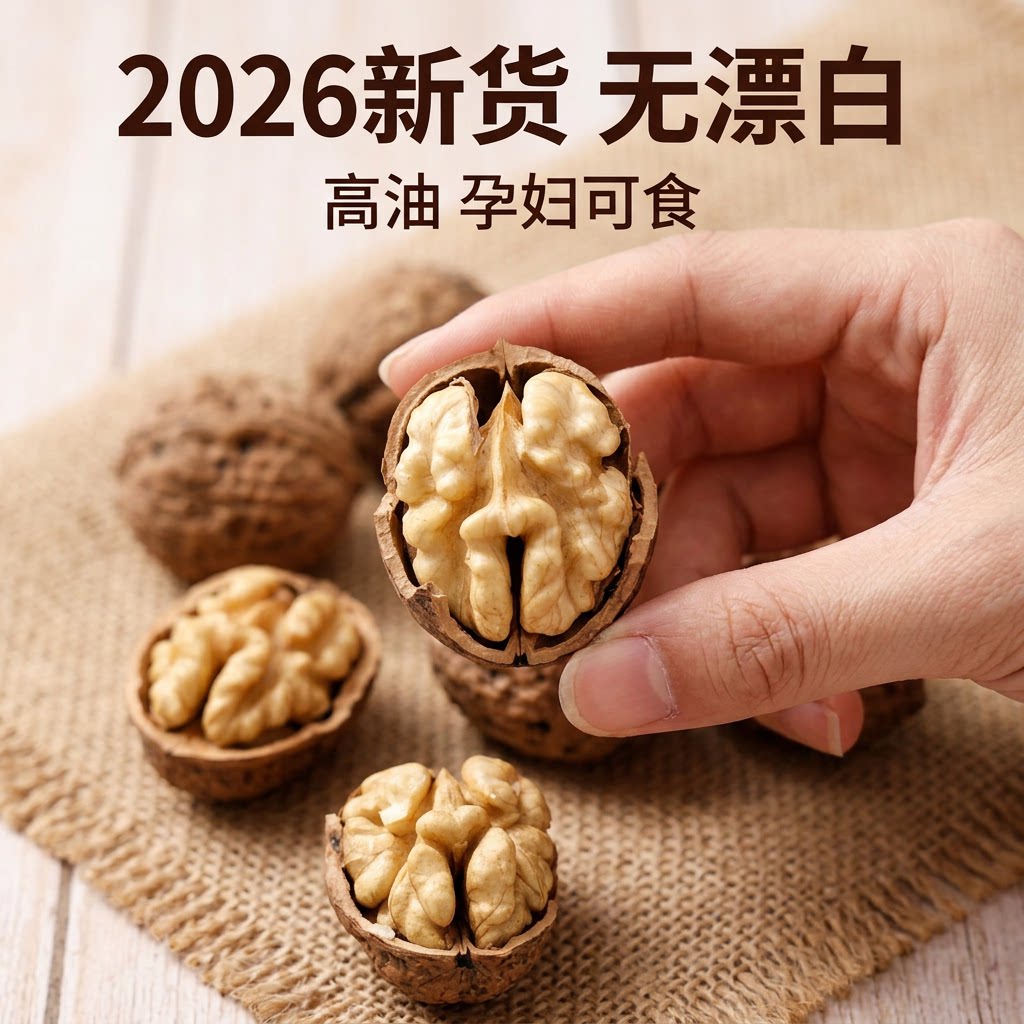 秦岭老树核桃2026新品种晒干无漂白商洛野生山核桃厚皮孕妇放心吃