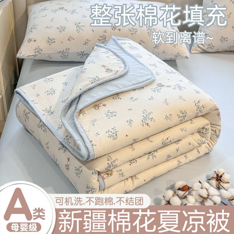 A类新疆纯棉花夏凉被空调被可机洗单人宿舍夏被夏季薄被芯小清新
