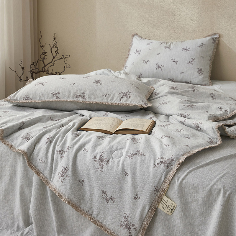 2026新款提花色织亚麻夏被四件套可机洗棉麻空调被夏凉被纱布夏被