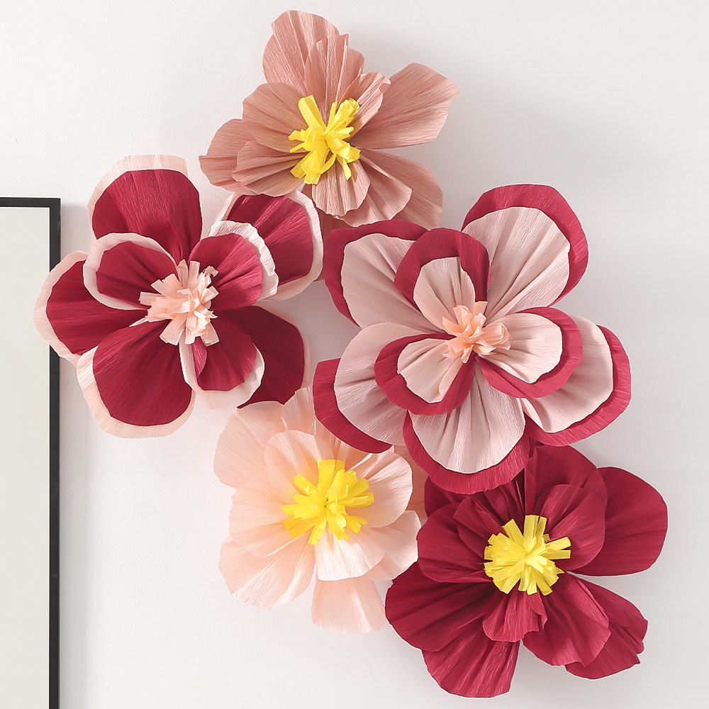 婚房布置褶皱花立体皱纹纸花装饰新房床头卧室背景墙婚庆用品