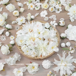 白色仿真花朵 绢花假花手工diy装饰材料包 花环草帽 家居婚庆装扮