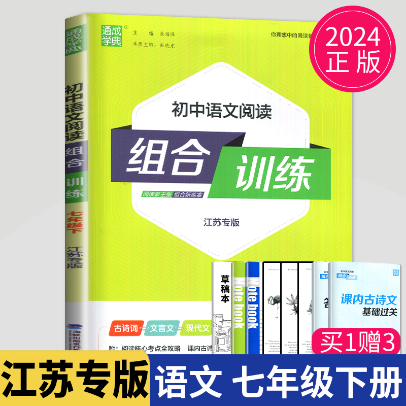 2024初中语文阅读组合训练七年级下册人教版江苏专版初一下学期古诗词文言文现代文7年级阅读理解苏教版七下专项练习册辅导书资料