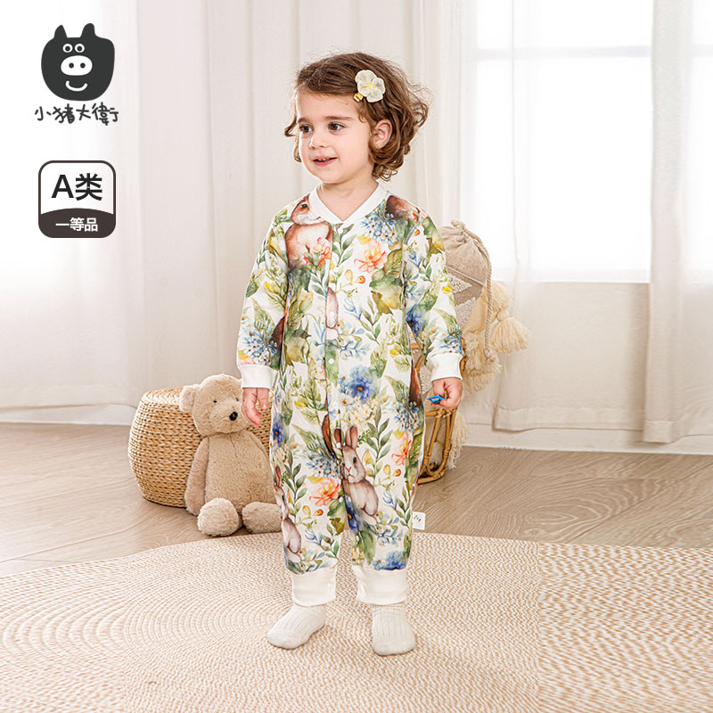 2025小猪大卫连体夹棉汗布40克对开满印