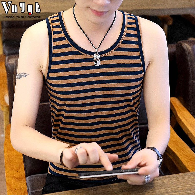 男士ins潮牌条纹背心2019夏天弹力海魂衫健身运动汗背心纯棉汗衫|ruв категории Мужская одежда, жилет/жилет - от Buy2taobao.com для оказания профессиональной услуги покупки агента Taobao