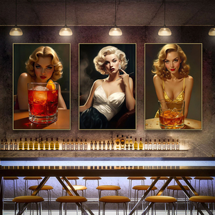 酒吧装饰画女郎清吧美女KTV餐厅复古夜总会夜店舞厅挂画灯画灯箱