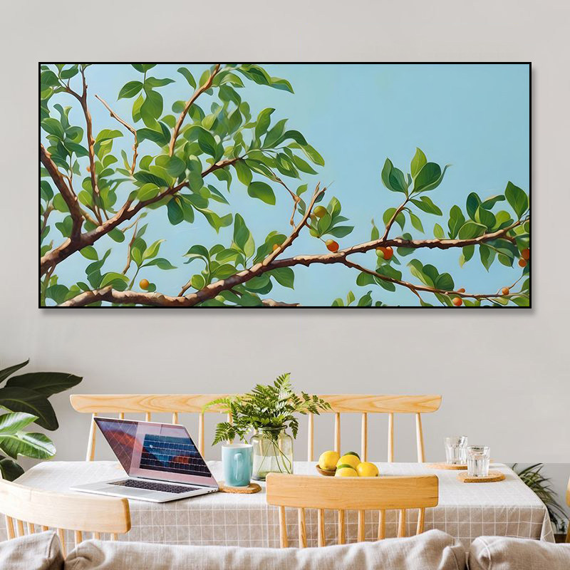 树叶装饰画树枝树木森林大树风景欧式客厅玄关卧室挂画灯箱灯画