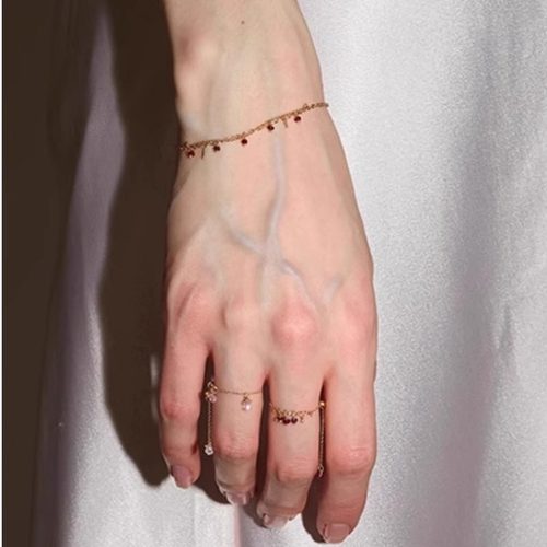 14k包金迷你红宝石手链