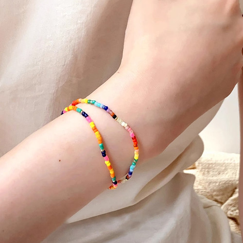 复古小众彩色琉璃水晶串珠手链