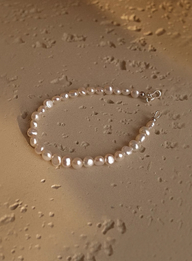 小银子天然巴洛克珍珠手链